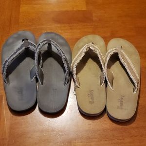 Two pair of men's flip flops